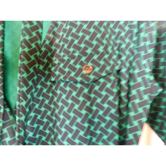 Talbots Black & Green Basket Weave Dress Surplice Neckline Size Medium - Picture 3 of 6